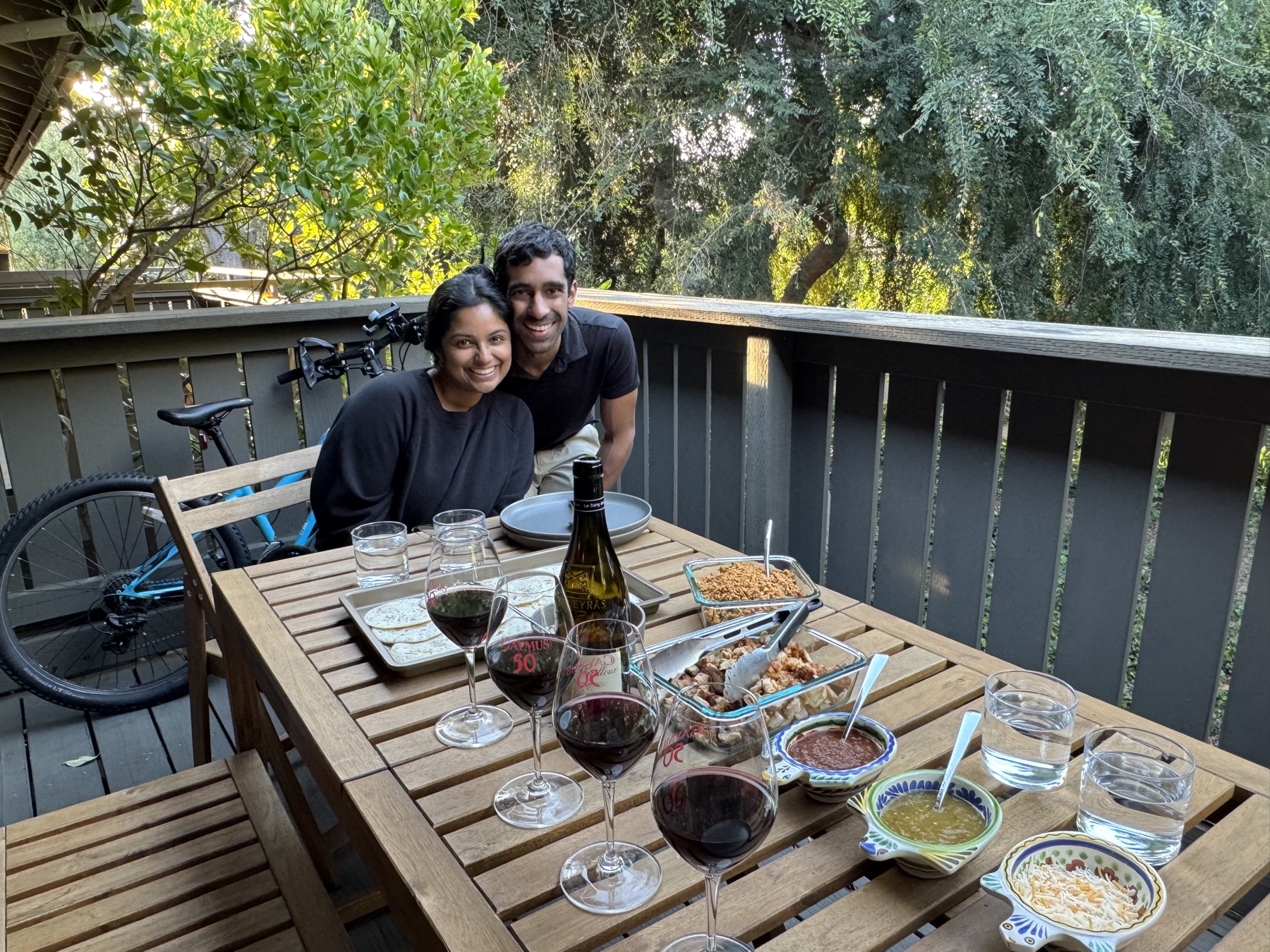 Hosting dinner on the deck of the new apartment