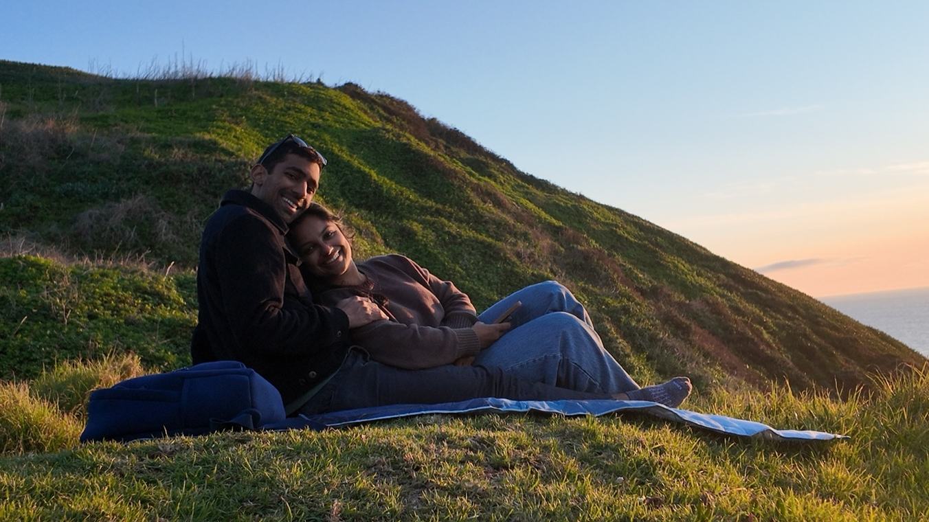 Watching the sunset over the water in Pacifica, California